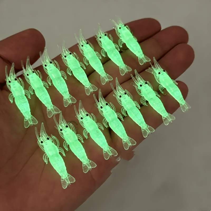 Fishing Lure Soft Plastic - 10pcs Glow Shrimp Fishing Lures,Pre-Loaded Soft