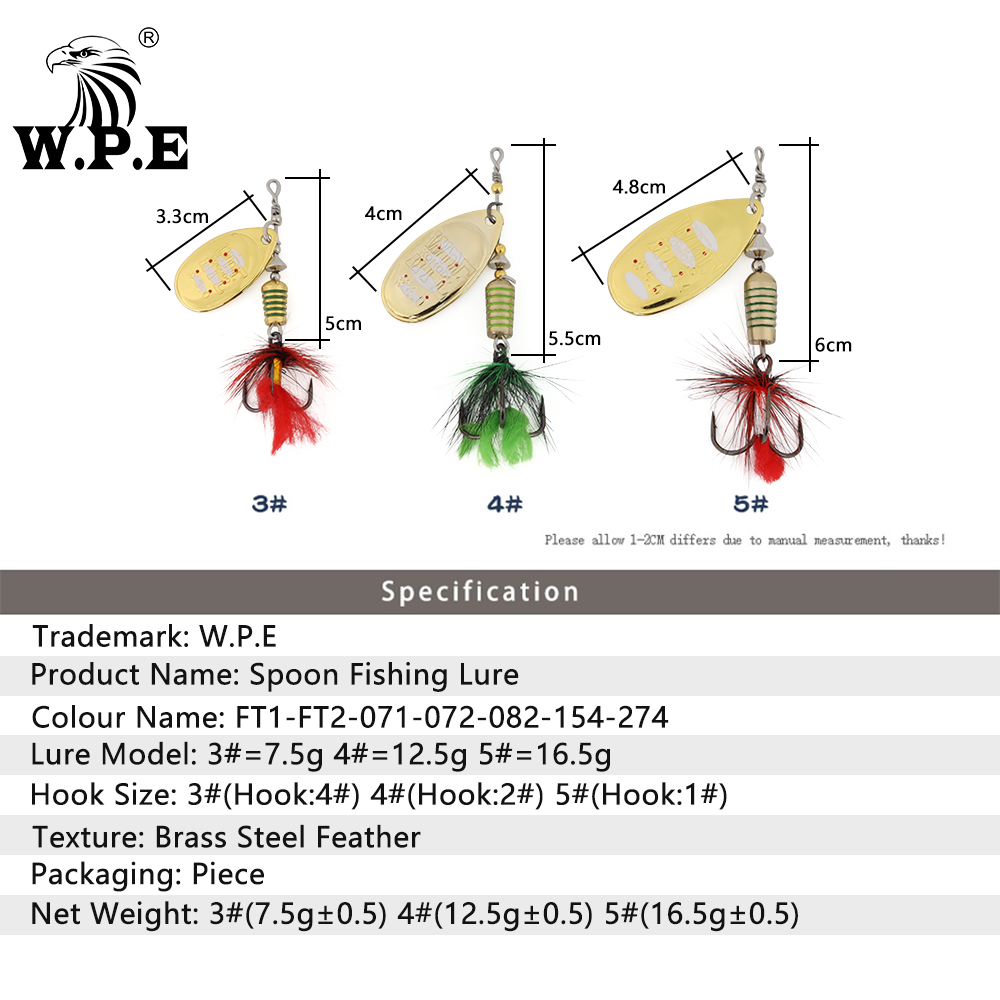 W.p.e Komodo Spinner Dụ 2 Chiế - đánh giá và giá Fishing Lure Spoon