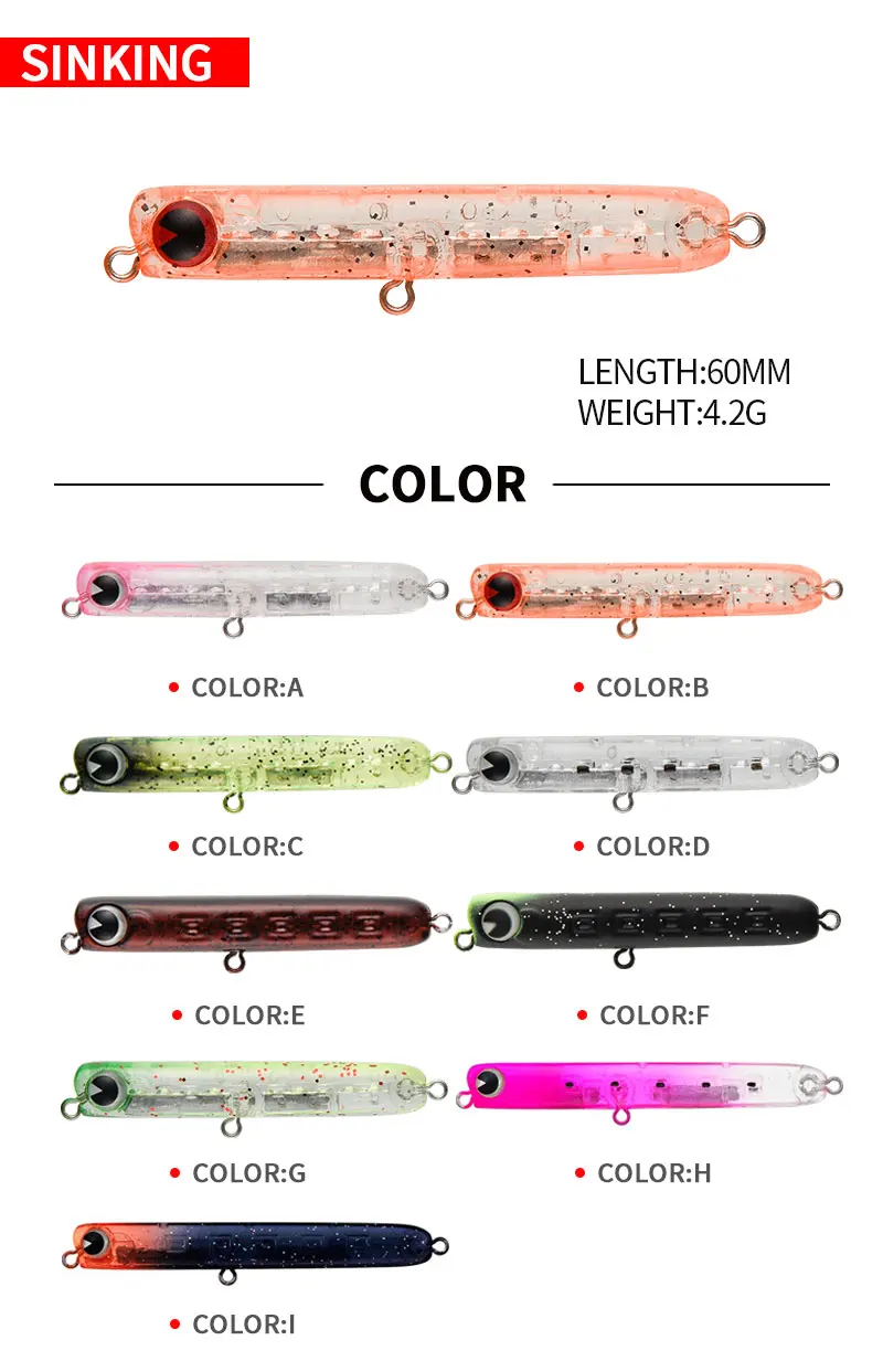 6cm 4.8g Slow Sinking Pencil F - đánh giá và giá Fishing Lure Jerkbait